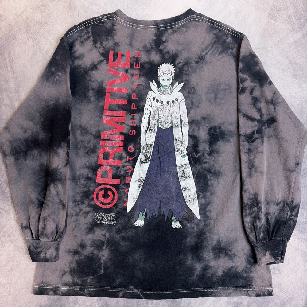 Primitive Naruto Shippuden Tie Dye Long Sleeve Shirt Grey Black Mens Medium - Picture 2 of 10